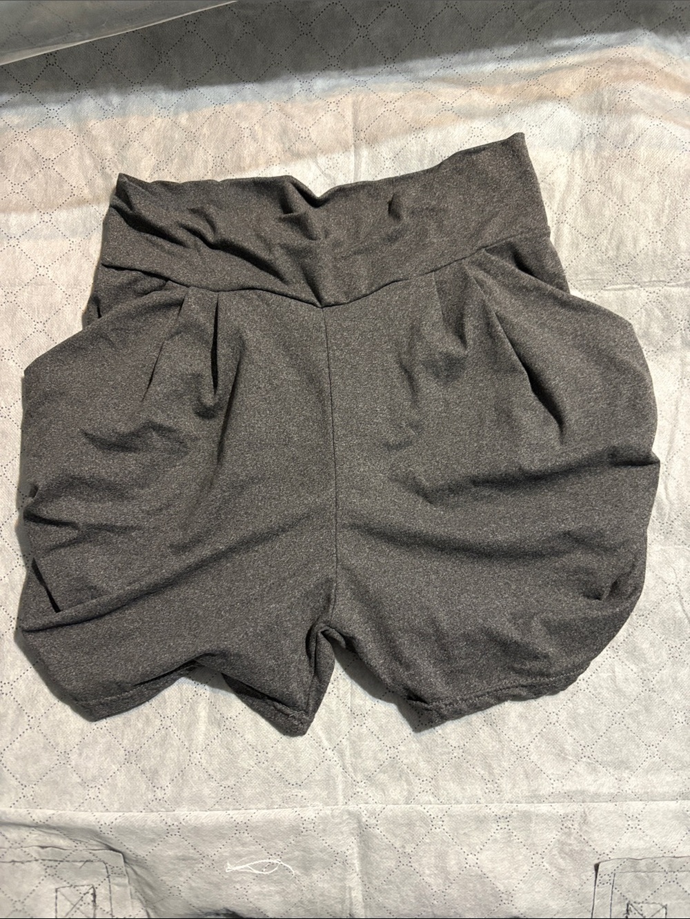 Women's High-Waist Gray Bubble Shorts
